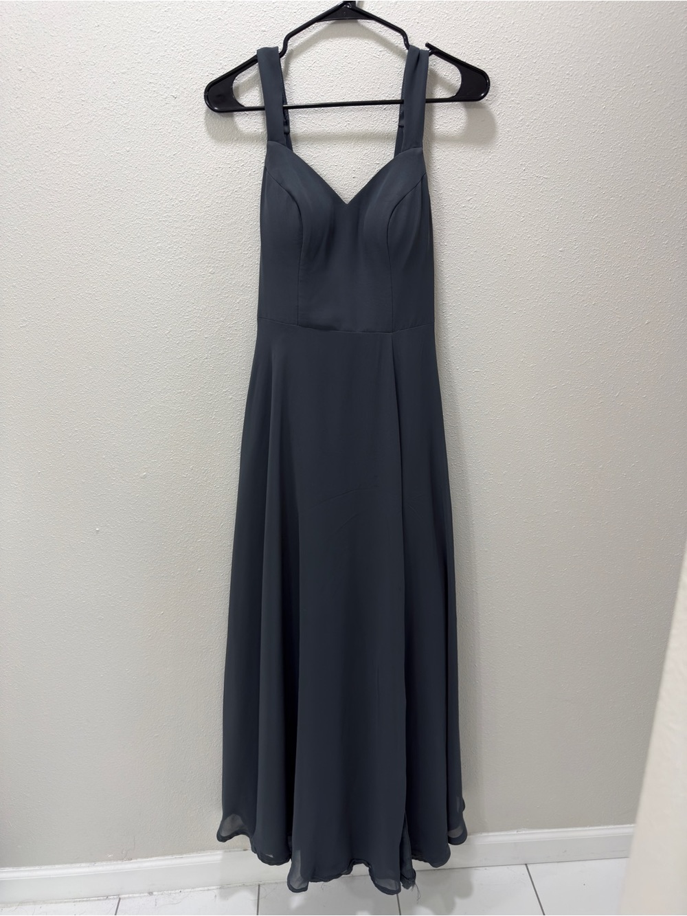 Azazie Charcoal Gray Maxi Dress with Sweetheart Bodice